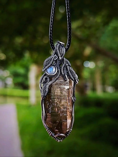 Himalayan Smoky Quartz& Moonstone Talisman Necklace