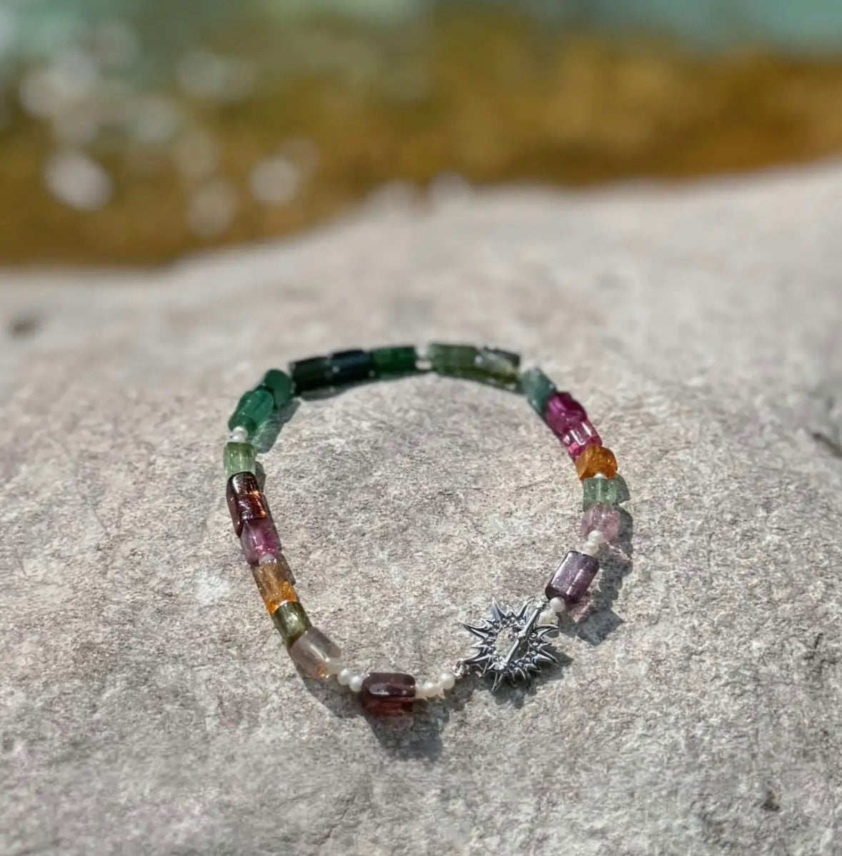 Rainbow Tourmaline Raw Stone Necklace