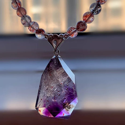 Raw Stone & Beaded Design Super Seven Crystal Necklace