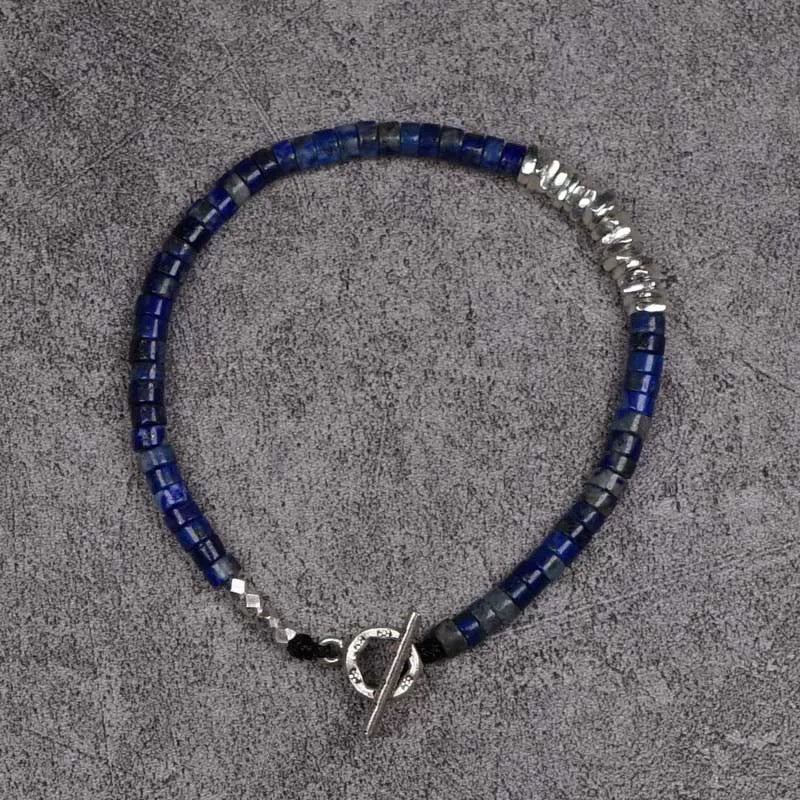 Lapis Lazuli Men’s Bracelet with 925 Sterling Silver