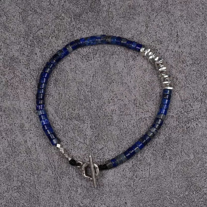 Lapis Lazuli Men’s Bracelet with 925 Sterling Silver