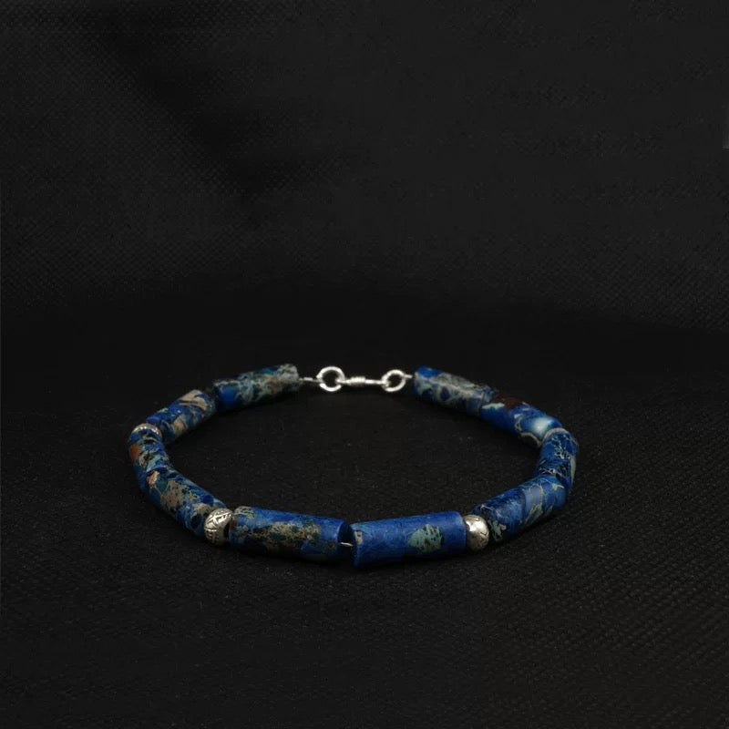 Lapis Lazuli Men’s Bracelet with 925 Sterling Silver