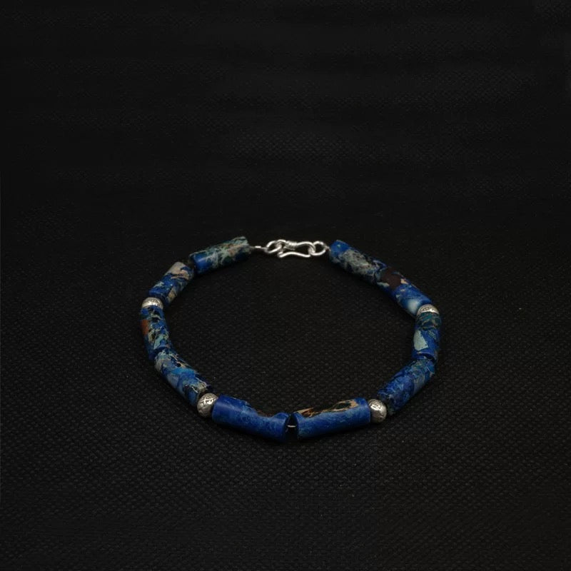 Lapis Lazuli Men’s Bracelet with 925 Sterling Silver