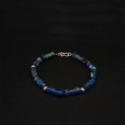 Lapis Lazuli Men’s Bracelet with 925 Sterling Silver