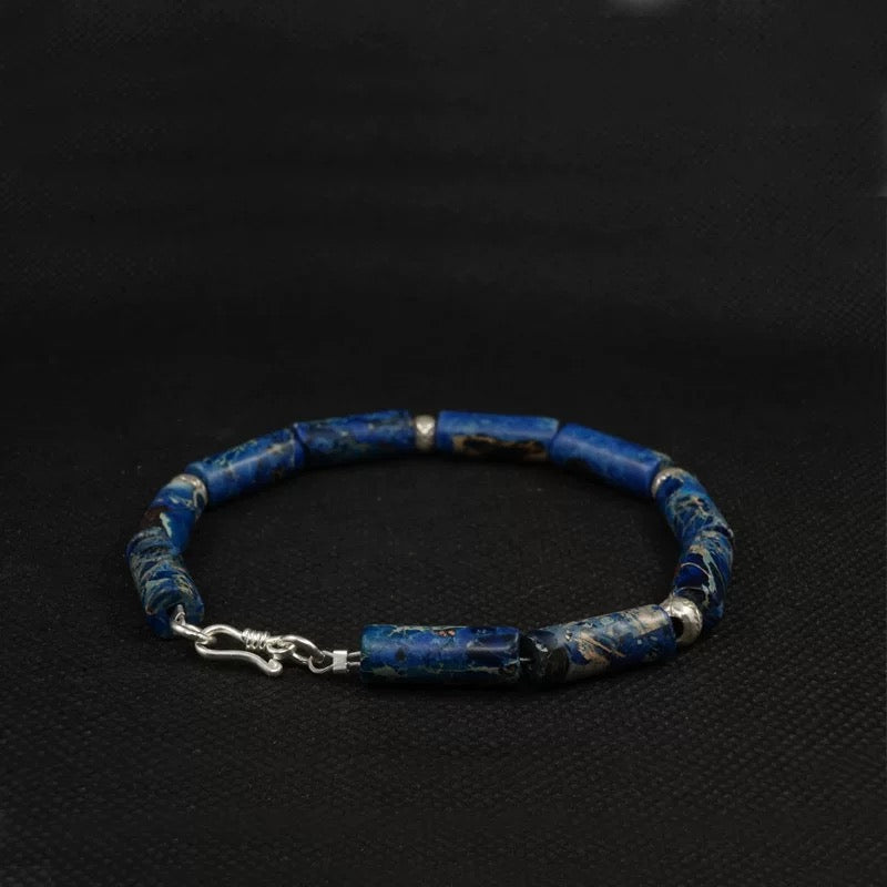 Lapis Lazuli Men’s Bracelet with 925 Sterling Silver