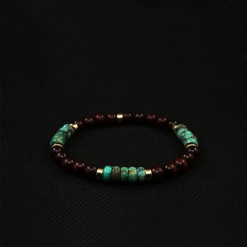 Turquoise & Sandalwood Men’s Bracelet（6mm)