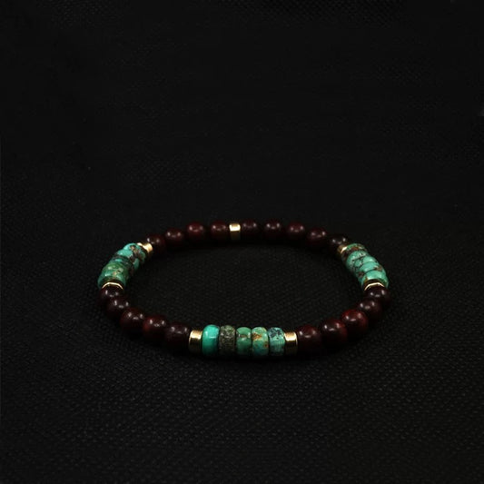 Turquoise & Sandalwood Men’s Bracelet（6mm)