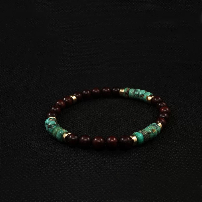 Turquoise & Sandalwood Men’s Bracelet（6mm)