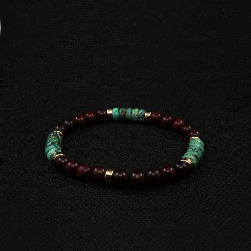 Turquoise & Sandalwood Men’s Bracelet（6mm)