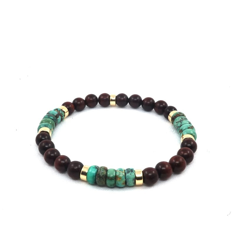 Turquoise & Sandalwood Men’s Bracelet（6mm)