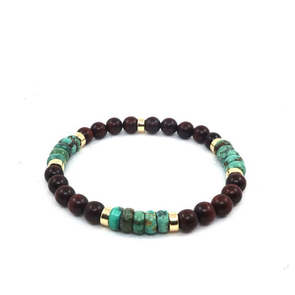 Turquoise & Sandalwood Men’s Bracelet（6mm)