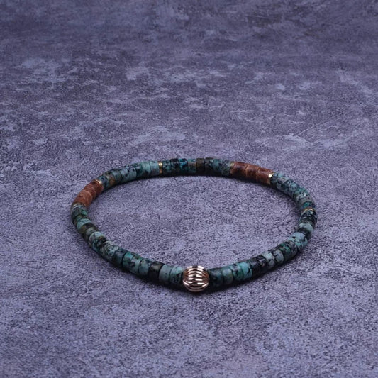 Turquoise & Coconut Shell Men's Bracelet