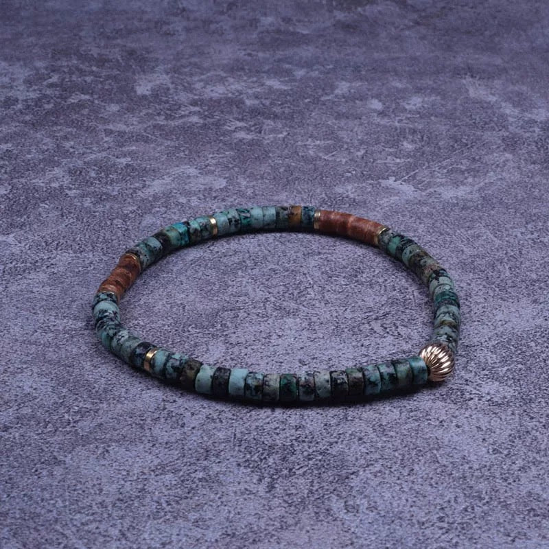 Turquoise & Coconut Shell Men's Bracelet