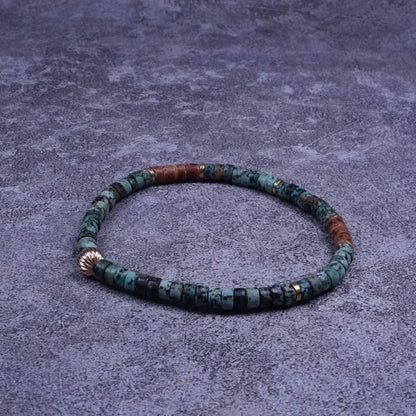 Turquoise & Coconut Shell Men's Bracelet