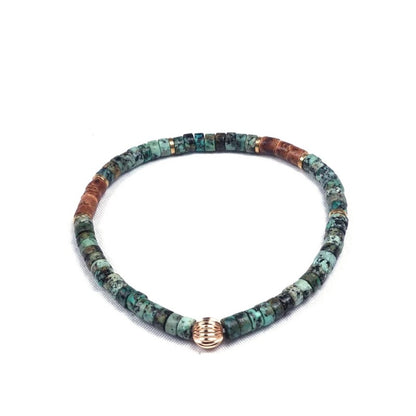 Turquoise & Coconut Shell Men's Bracelet