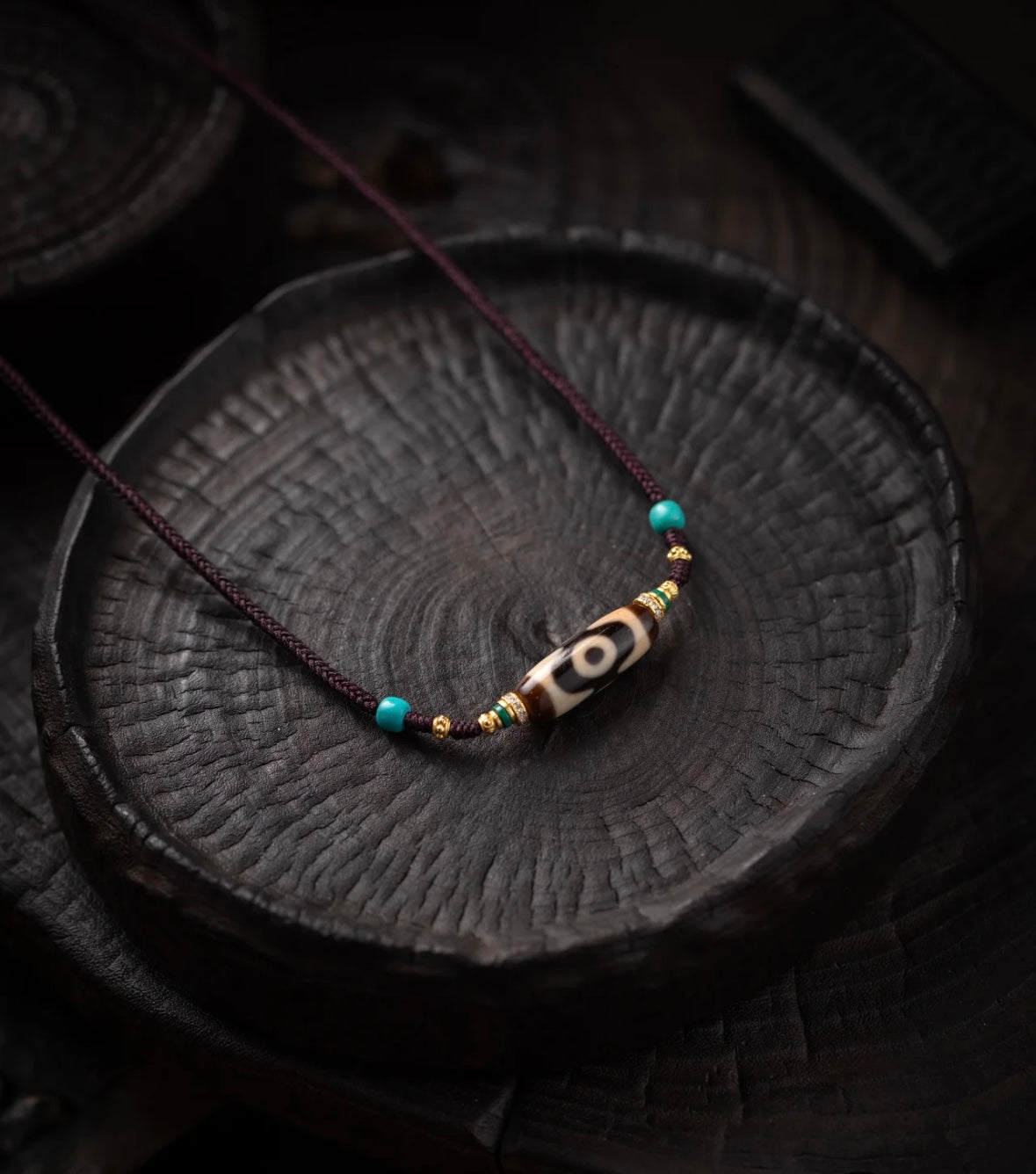 Tibetan Three-Eyes Pure Dzi Bead Necklace (30+mm)