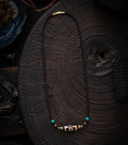 Tibetan Three-Eyes Pure Dzi Bead Necklace (30+mm)