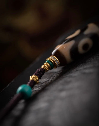 Tibetan Three-Eyes Pure Dzi Bead Necklace (30+mm)