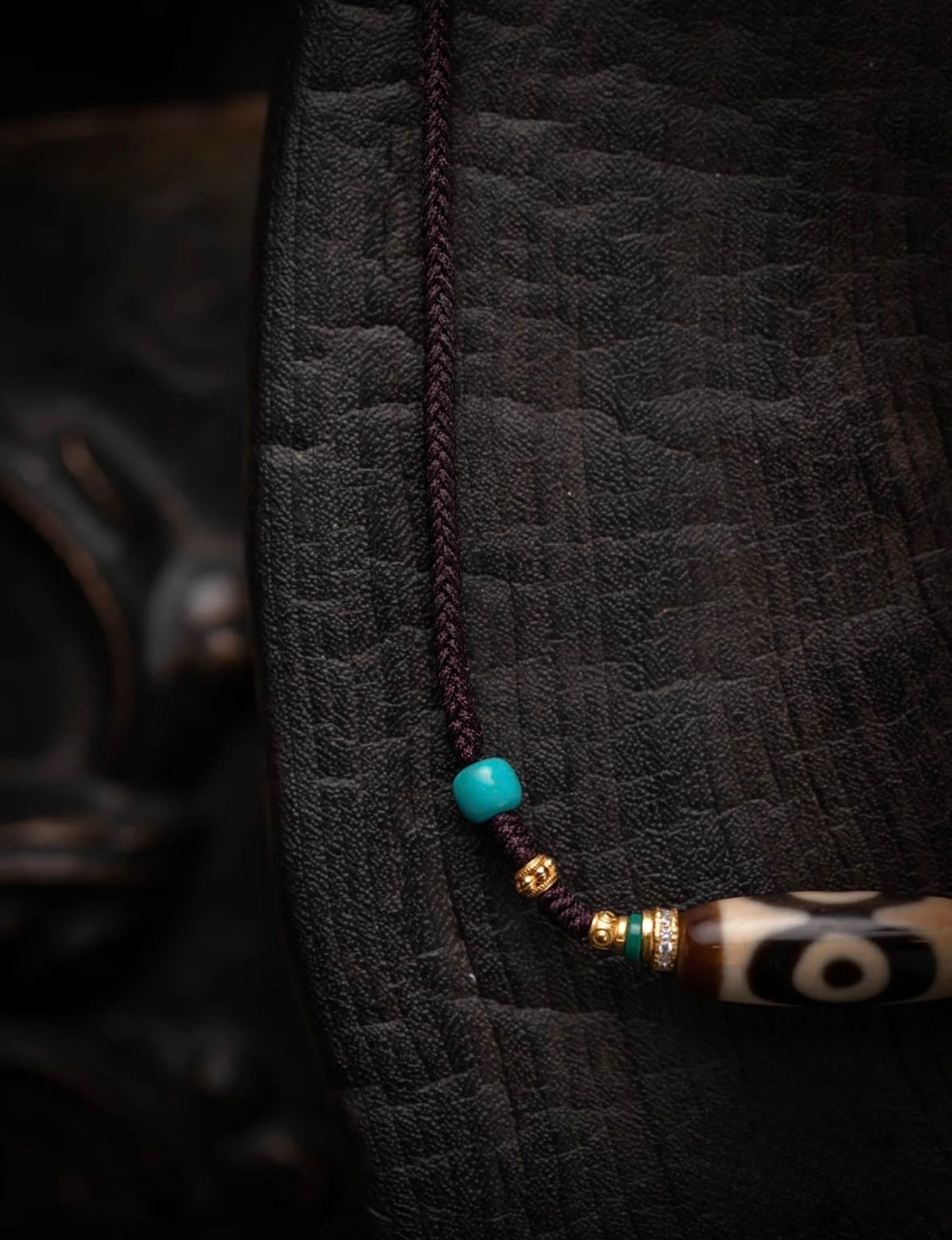 Tibetan Three-Eyes Pure Dzi Bead Necklace (30+mm)