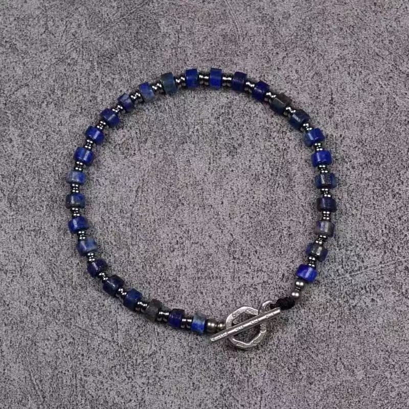 Lapis Lazuli 925 Sterling Silver Men’s Bracelet ( 4mm )