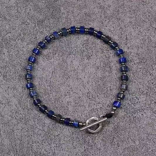 Lapis Lazuli 925 Sterling Silver Men’s Bracelet ( 4mm )