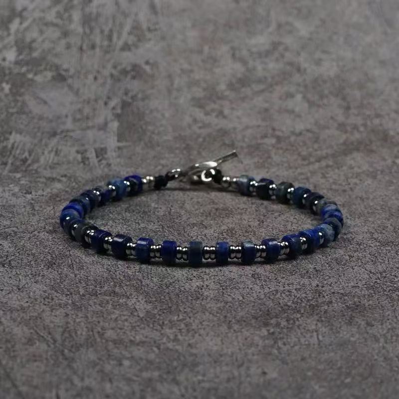 Lapis Lazuli 925 Sterling Silver Men’s Bracelet ( 4mm )