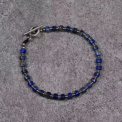 Lapis Lazuli 925 Sterling Silver Men’s Bracelet ( 4mm )