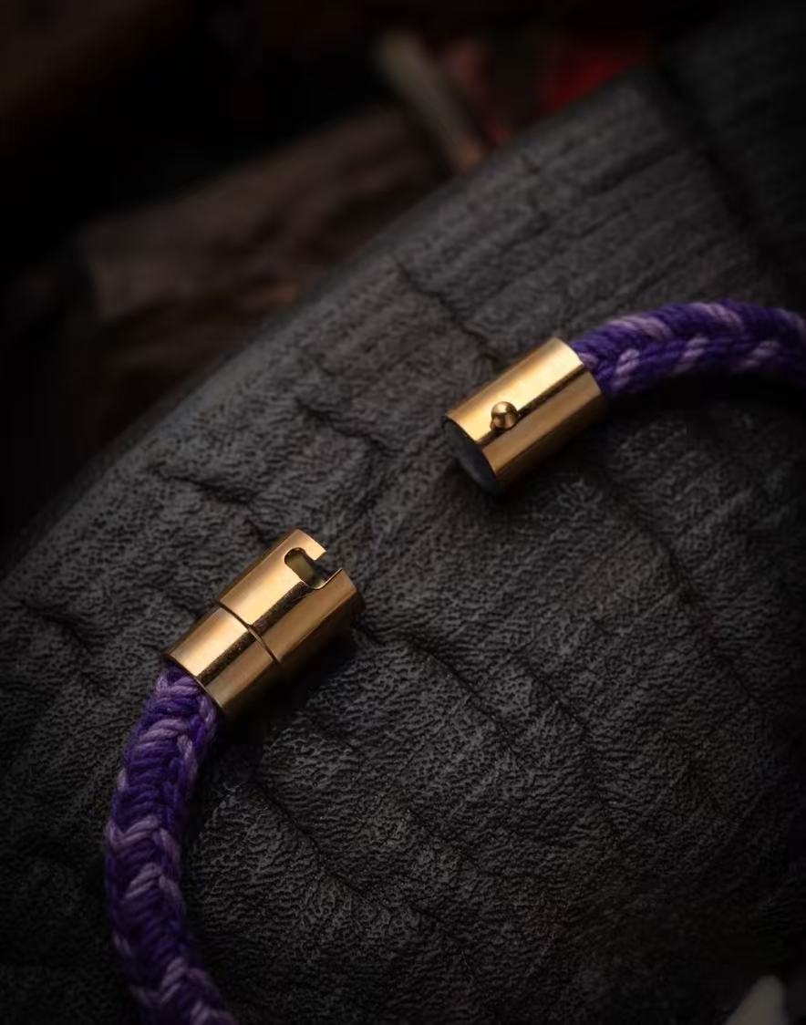 Simplistic Tibetan Dzi Bead Purple Cord Bracelet