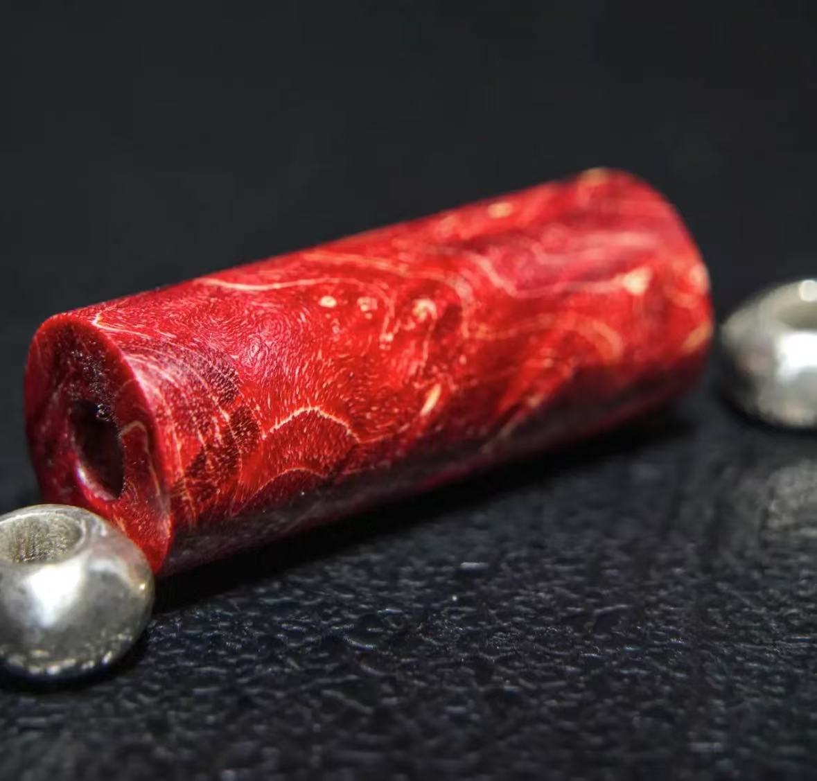 Red Stabilized Wood & Leather Bracelet