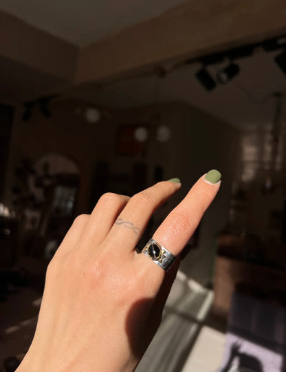 Black Cat’s Eye 925 Sterling Silver Oval Ring