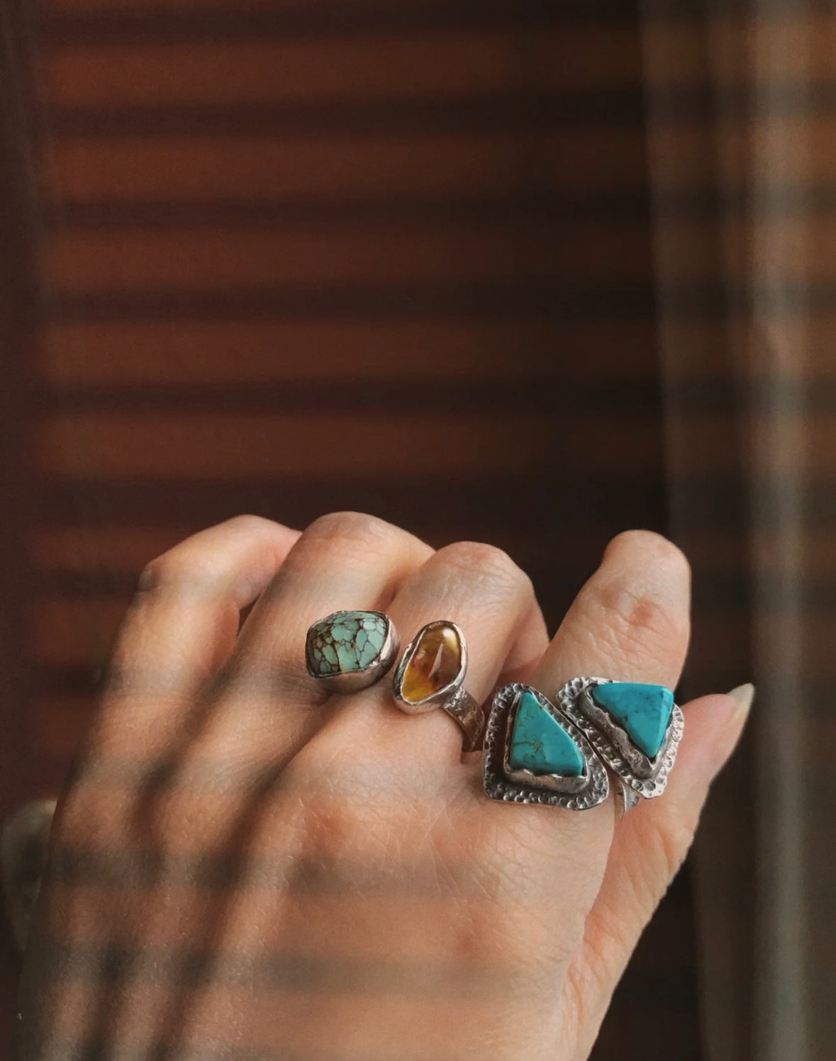 Tibetan Handcrafted Amber & Turquoise Ring