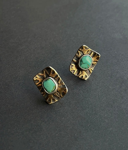 Tibetan Handcrafted Turquoise Stud Earrings