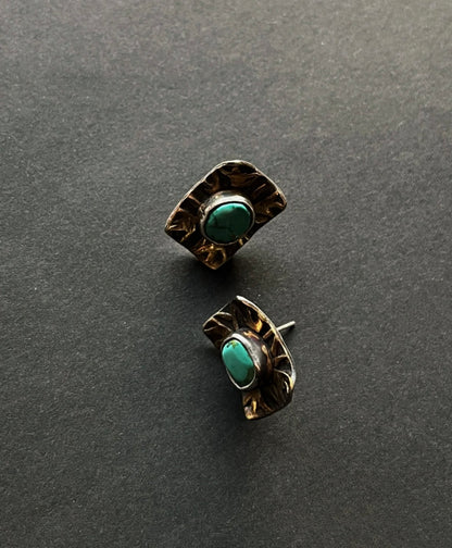 Tibetan Handcrafted Turquoise Stud Earrings