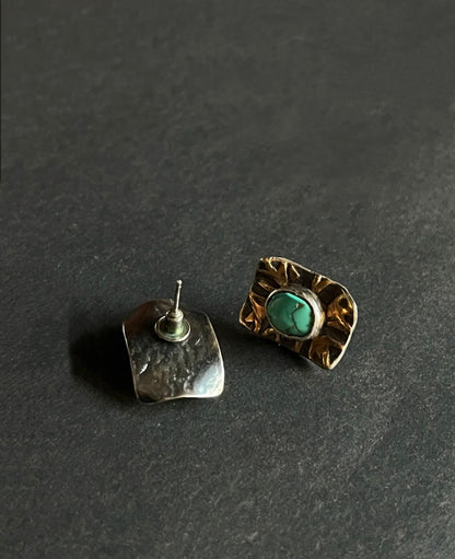 Tibetan Handcrafted Turquoise Stud Earrings