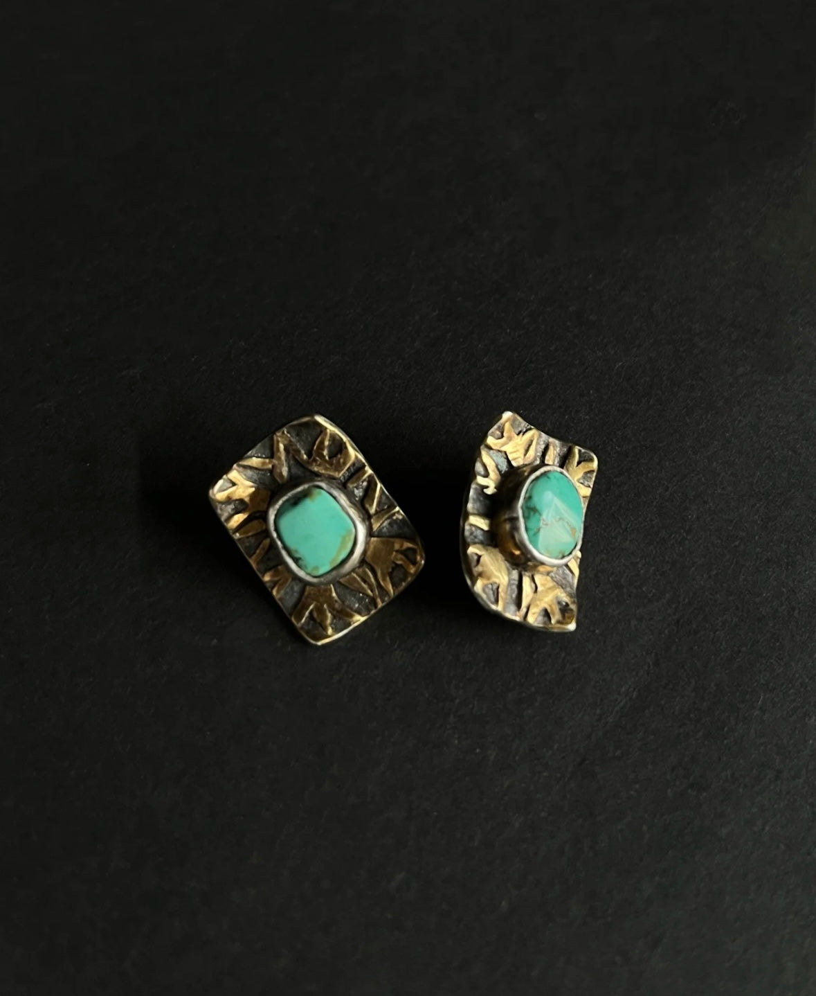 Tibetan Handcrafted Turquoise Stud Earrings