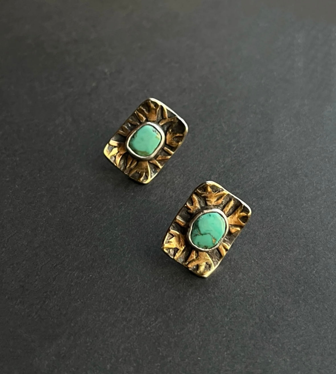 Tibetan Handcrafted Turquoise Stud Earrings