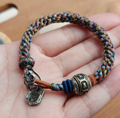 Attracting Wealth Tibetan-Inspired Multicolor Braided Cord Bracelet