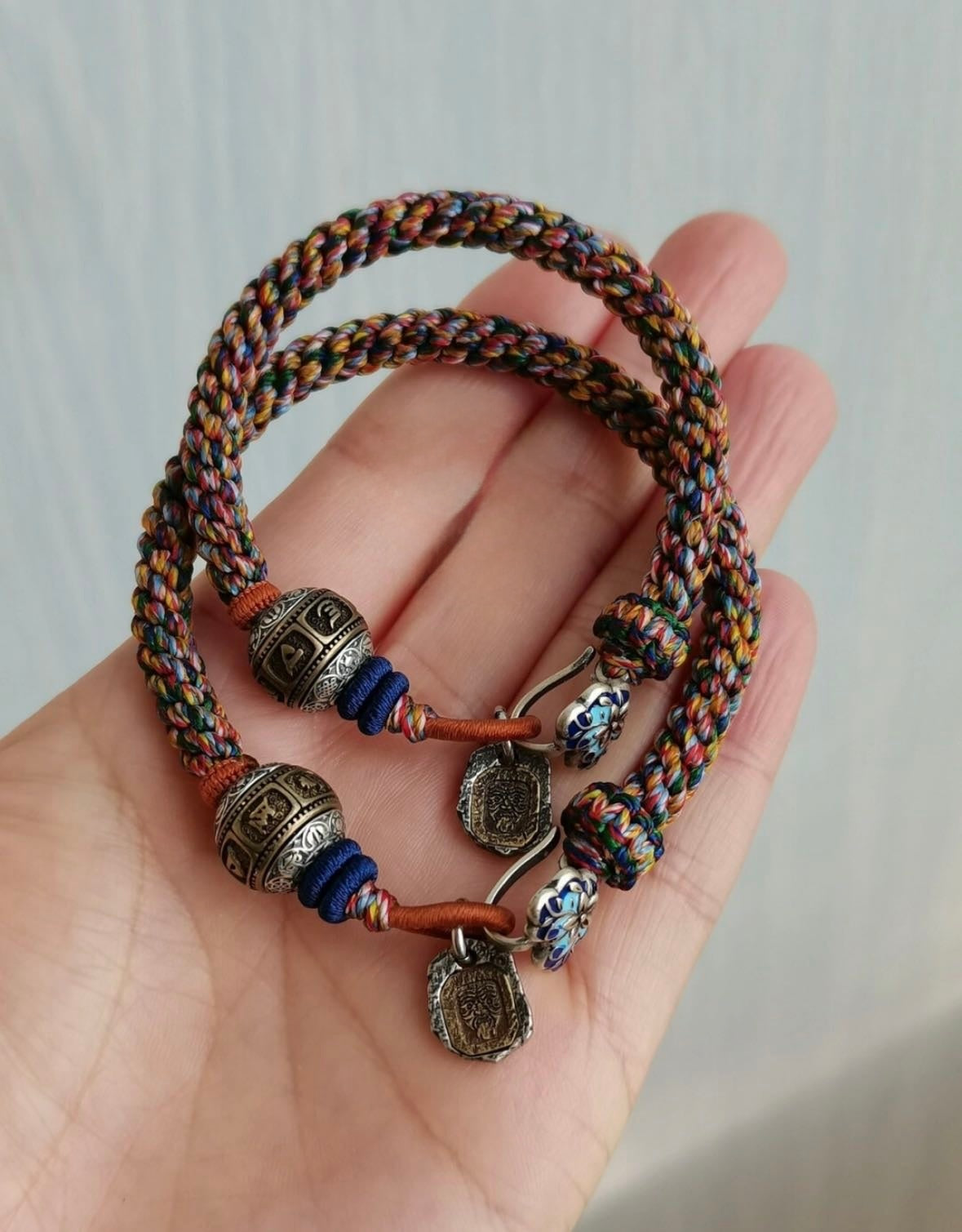 Attracting Wealth Tibetan-Inspired Multicolor Braided Cord Bracelet