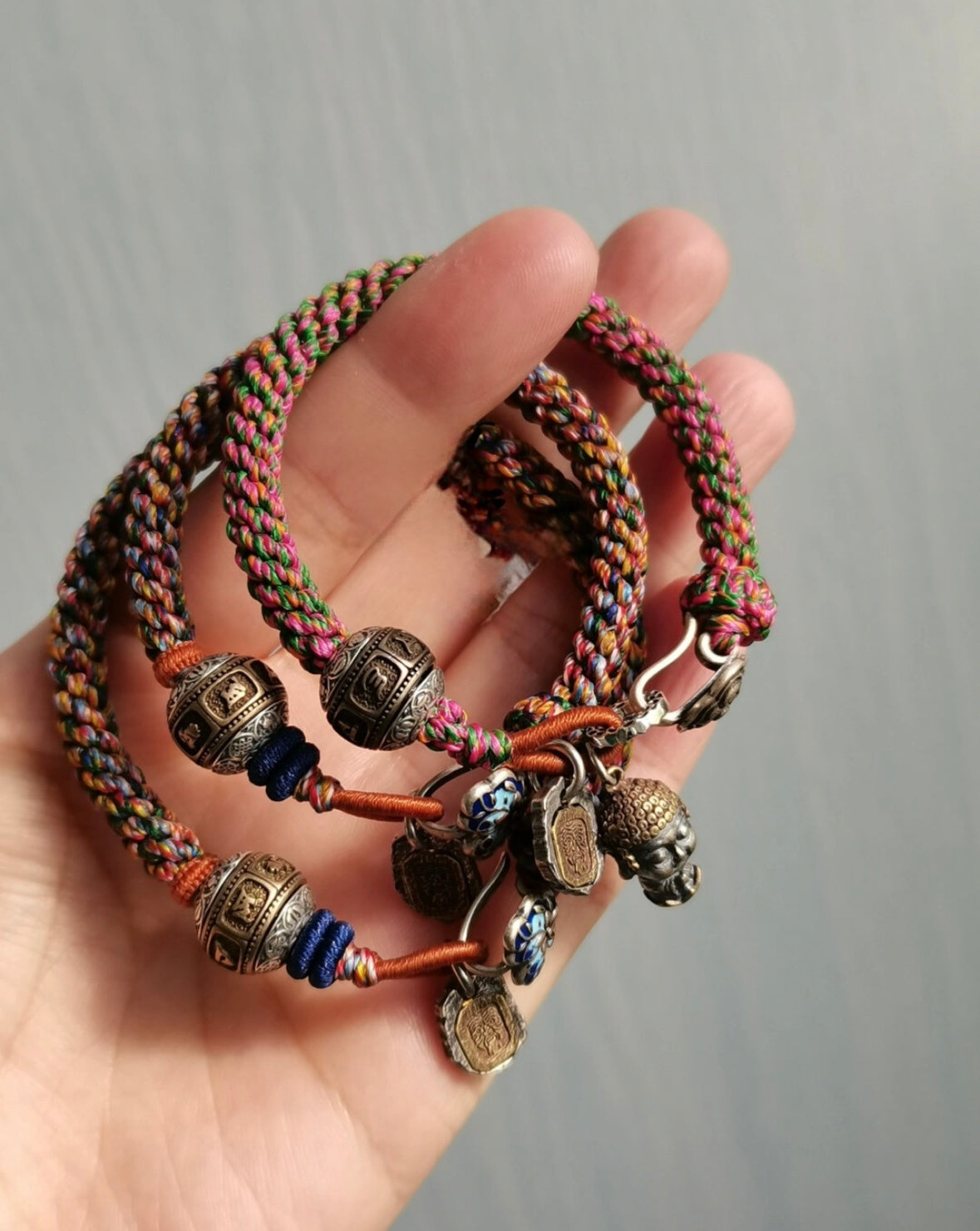 Attracting Wealth Tibetan-Inspired Multicolor Braided Cord Bracelet