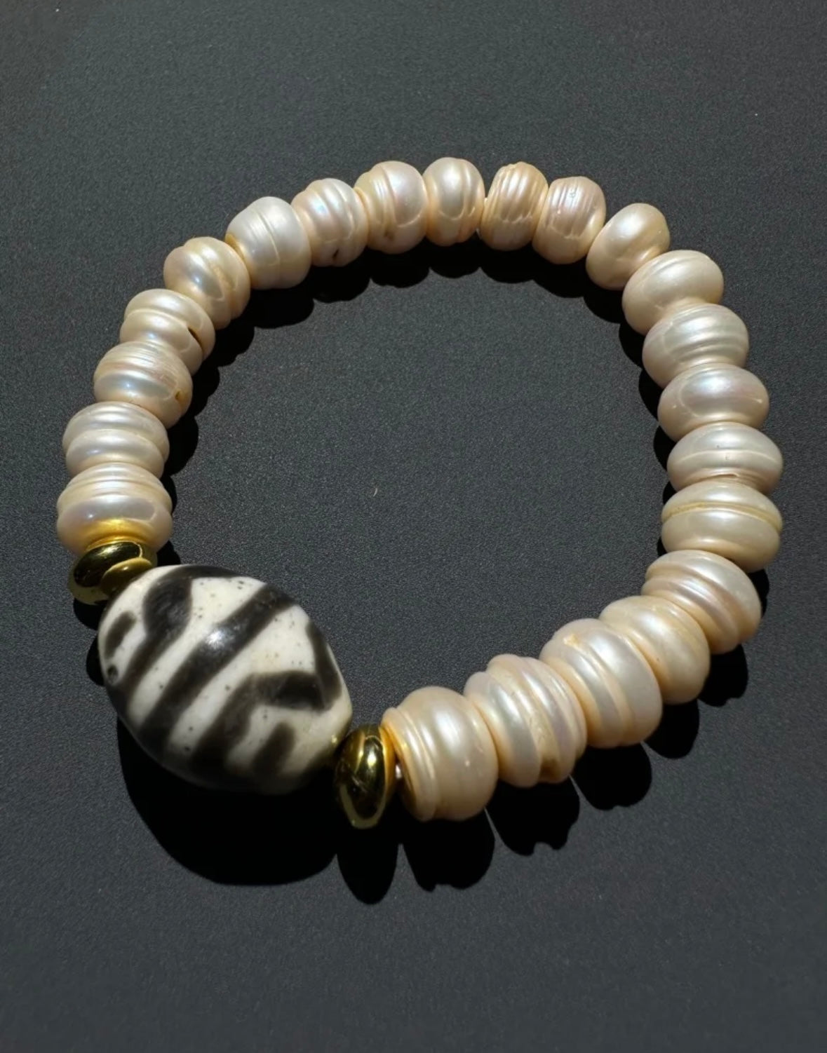 Protective & Healing Tibetan Ancient Pearls & Tiger’s Eye Dzi Bead Bracelet