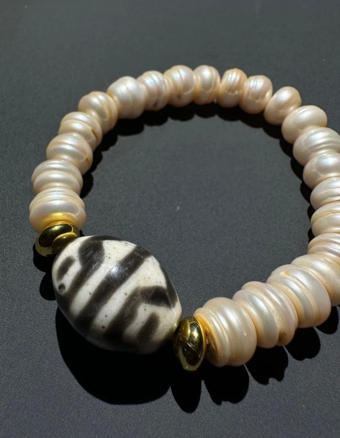 Protective & Healing Tibetan Ancient Pearls & Tiger’s Eye Dzi Bead Bracelet