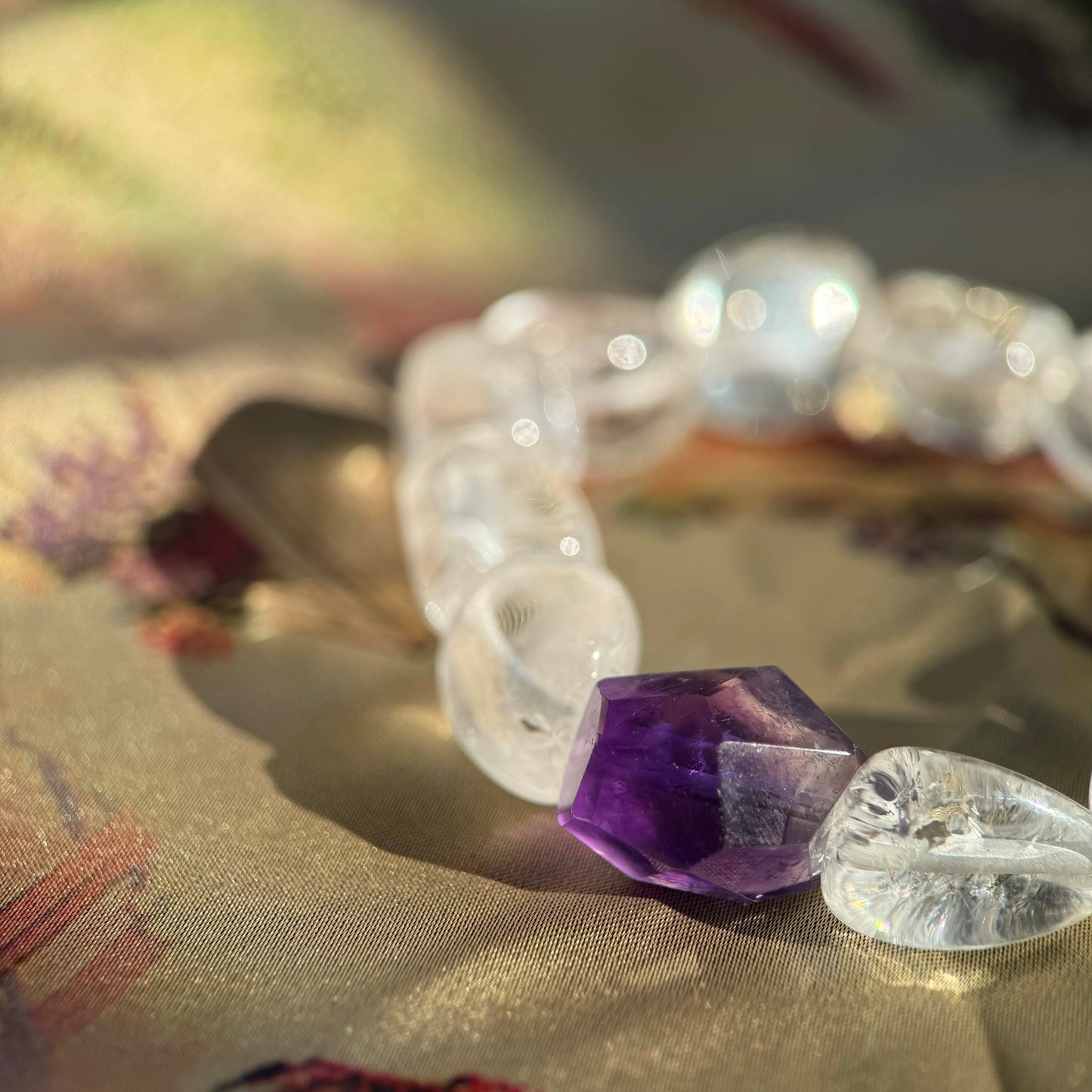 Harmony Within: Himalayan White Crystal & Amethyst Energy Bracelet