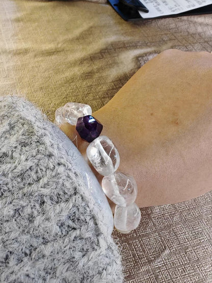 Harmony Within: Himalayan White Crystal & Amethyst Energy Bracelet