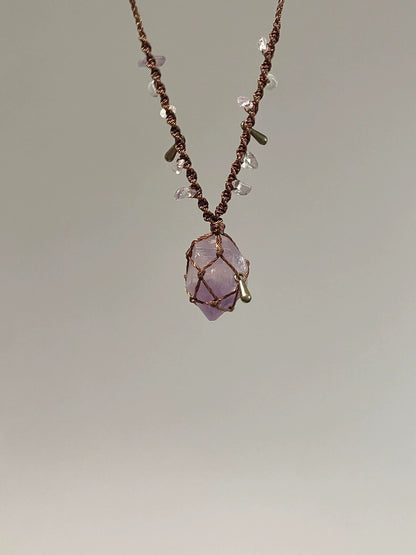 Healing & Wealth Tibetan Raw Amethyst Adjustable Necklace