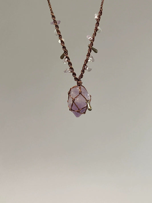 Healing & Wealth Tibetan Raw Amethyst Adjustable Necklace