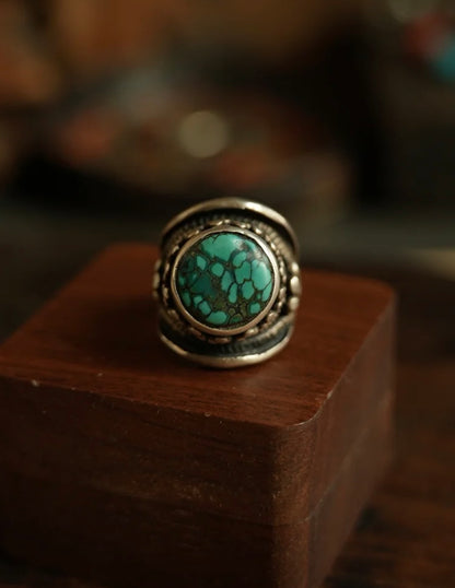 Tibetan Handcrafted Turquoise 925 Sterling Silver Ring