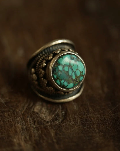 Tibetan Handcrafted Turquoise 925 Sterling Silver Ring