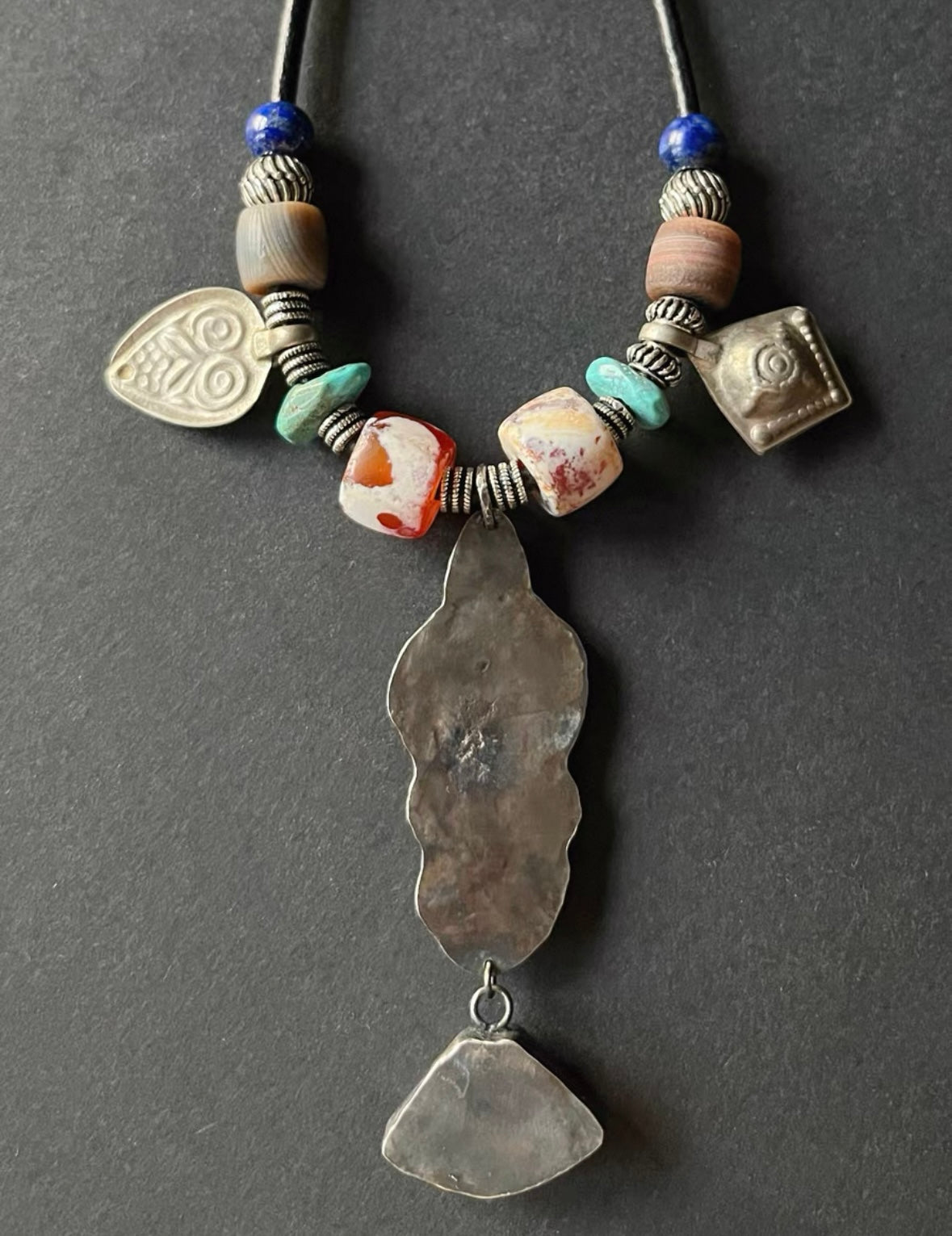 Lucky Tibetan-Inspired Multi-Gemstone 925 Sterling Silver Necklace