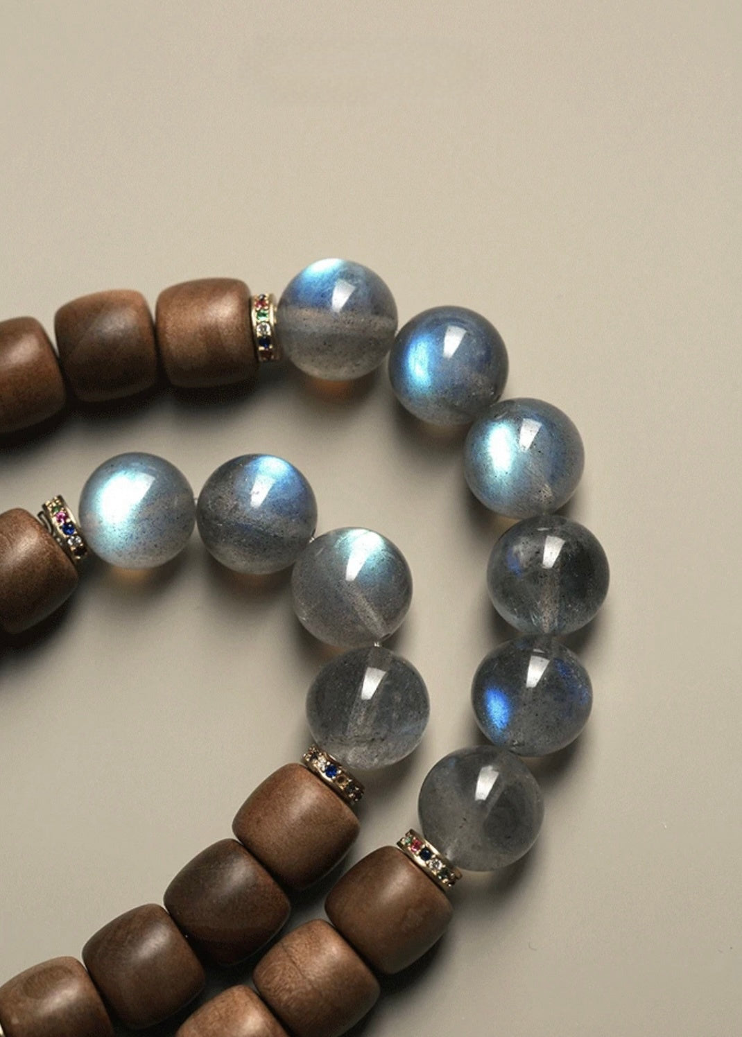 You Are Loved Moonstone(9mm) & Sandalwood With Agarwood Buddha Head Bracelet