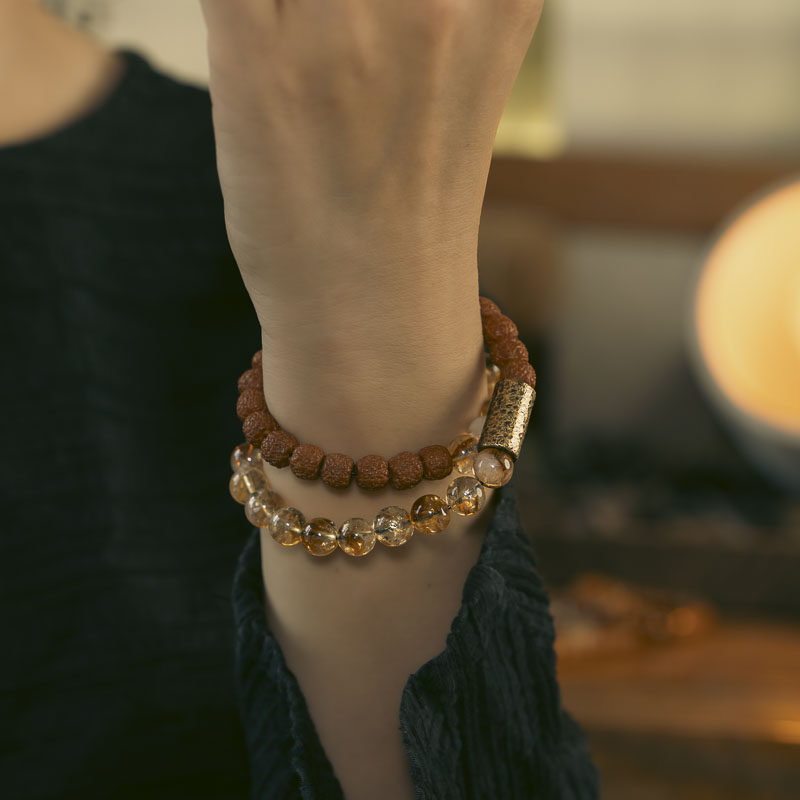 Tibetan Citrine & Bodhi Bracelet